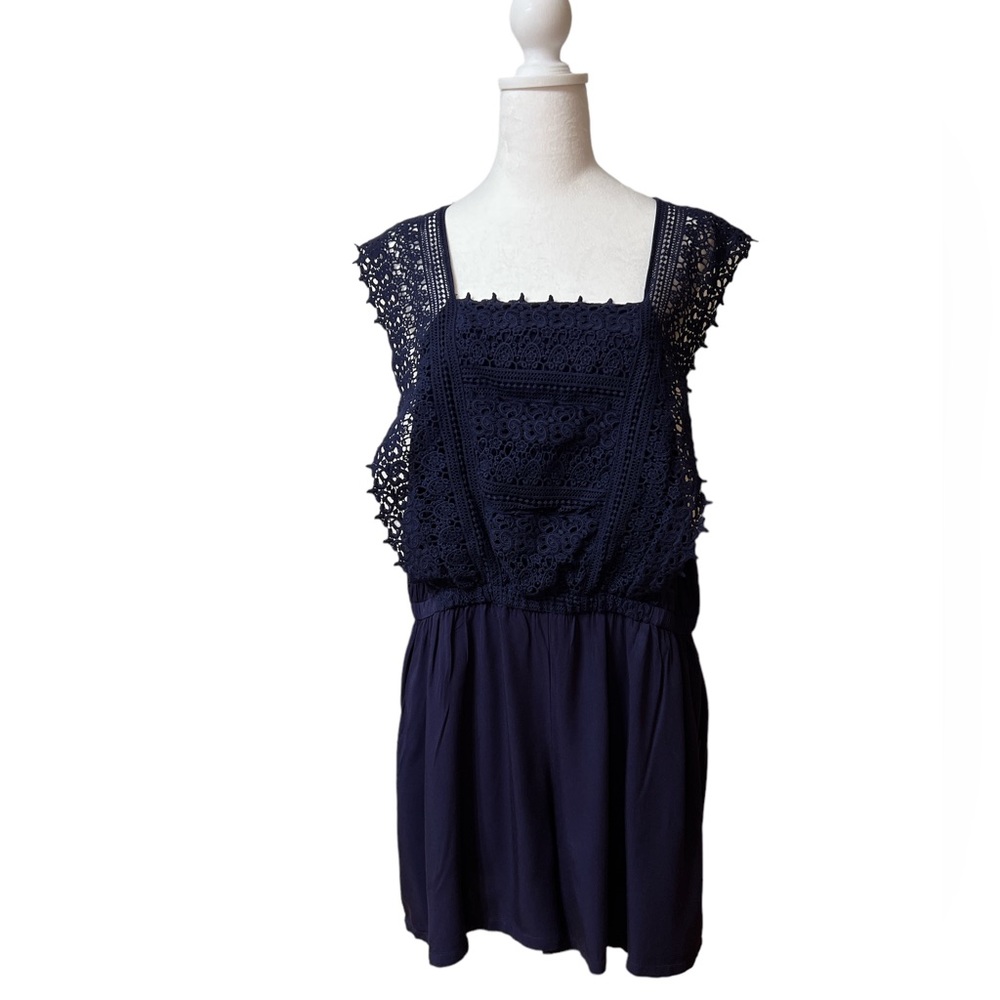Forever 21+ plus size lace bodice with shorts low back with tie romper size 2X